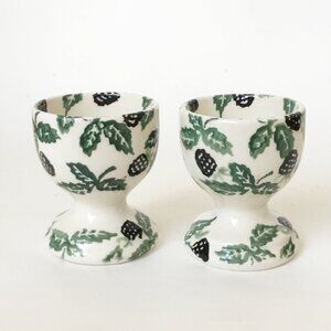 Vintage Emma Bridgewater Spongeware Blackberry Egg Cups 1990s - Set of 2